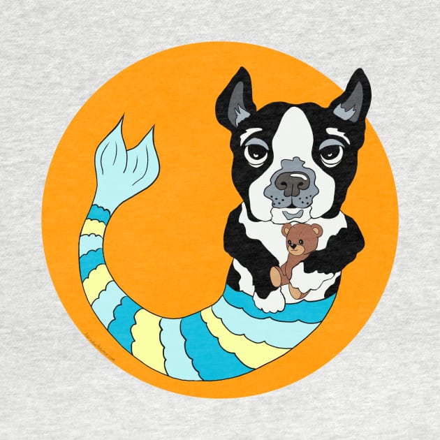 Boo the Boston Terrier Mermutt by abrushwithhumor